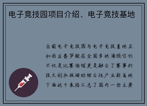 电子竞技园项目介绍、电子竞技基地